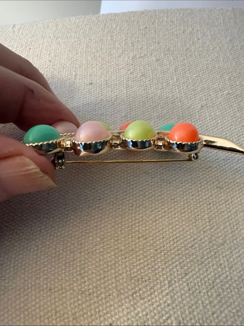Vintage Signed Sarah Coventry “Candy Land” Leaf Brooch. Circa 1973.